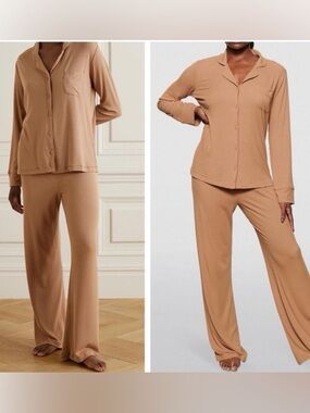 SKIMS Soft Lounge Ribbed Pajama Set in Carmel 🤎 SIZE SMALL